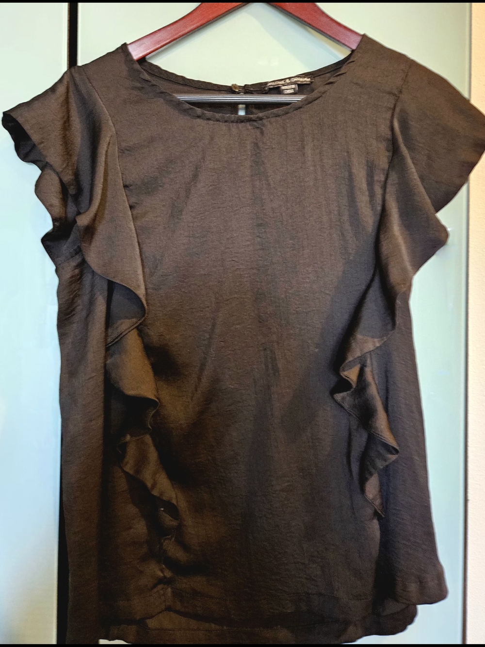 Harlowe & Graham Black Ruffle-Trim Blouse